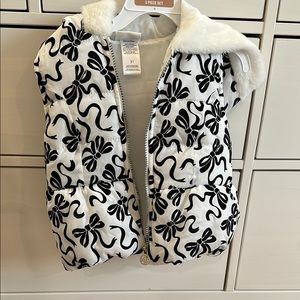 White and Black Patterned Hooded Vest